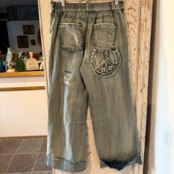 BLUE VELVET PEACE CUFFED WIDE LEG JEAN - Picture 5 of 7